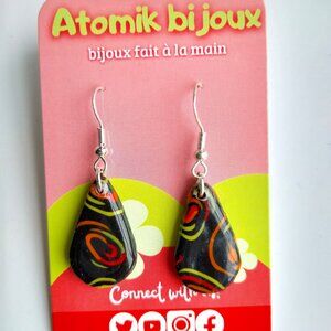 Handmade colormix  polymer clay earrings. Boucles d'oreilles en pâte polymère